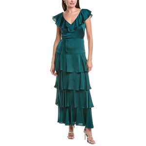 Maison Tara Womens Solid Camilla Maxi Dress, Green